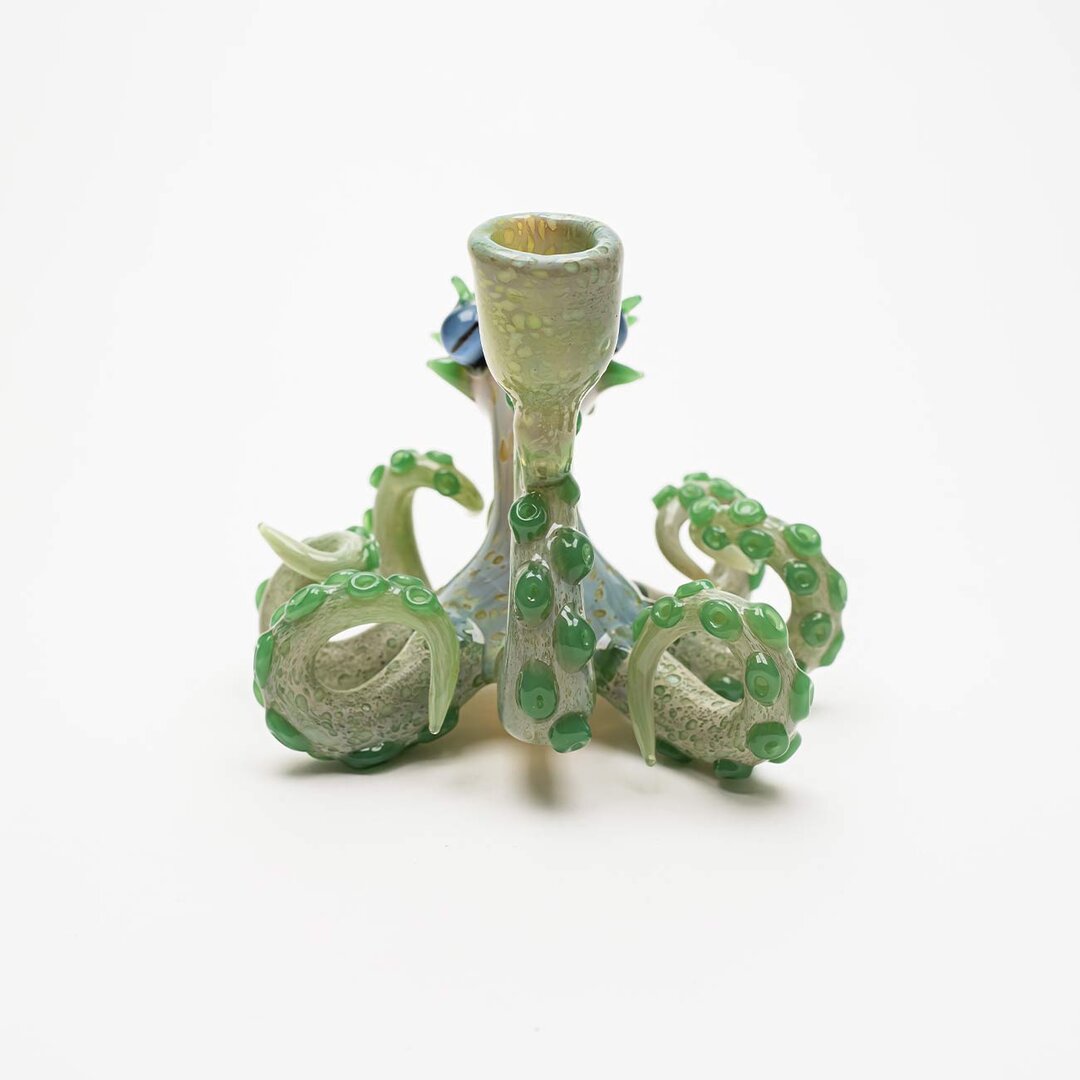 Oktopus-Glas-Wasserpfeife I in Grün mit Farbverlauf