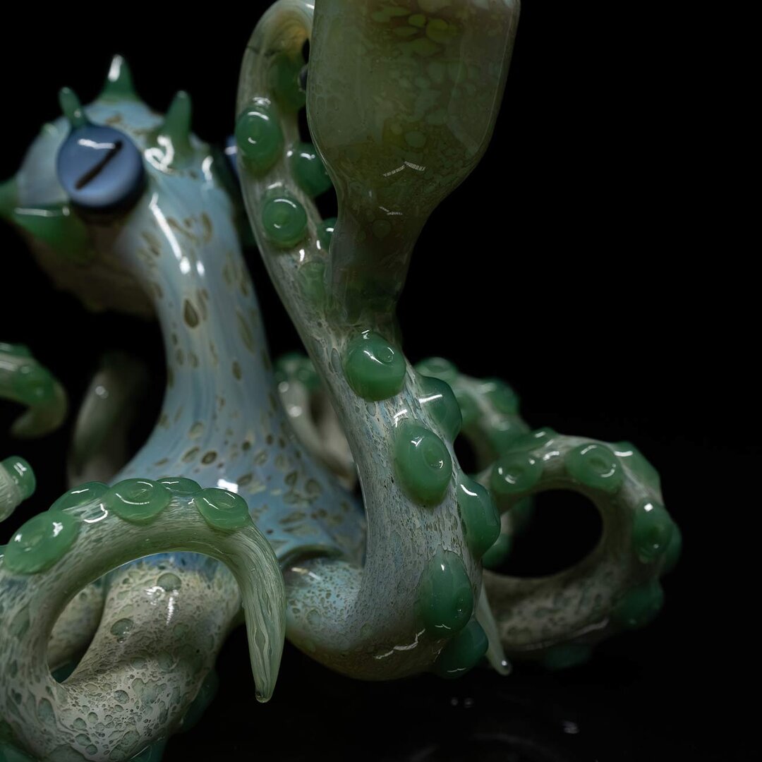 Oktopus-Glas-Wasserpfeife I in Grün mit Farbverlauf