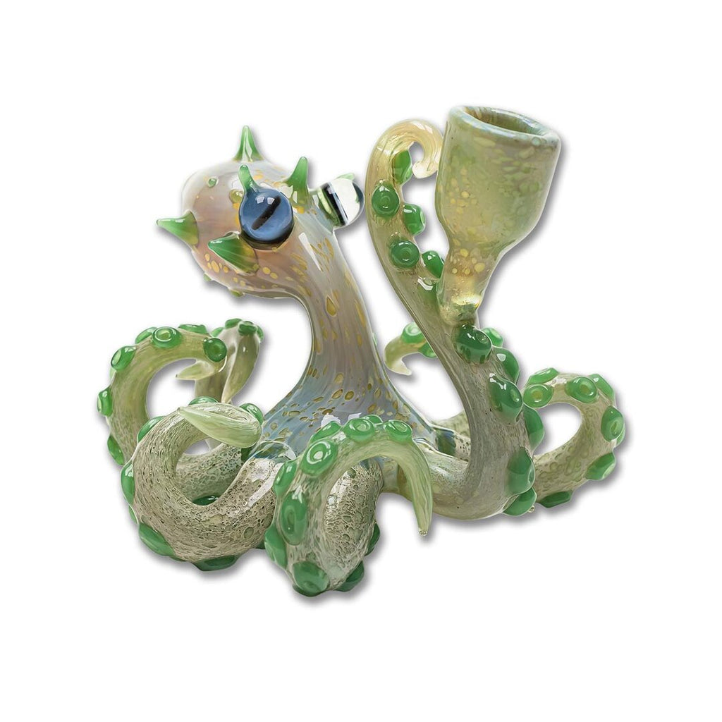 Oktopus-Glas-Wasserpfeife I in Grün mit Farbverlauf