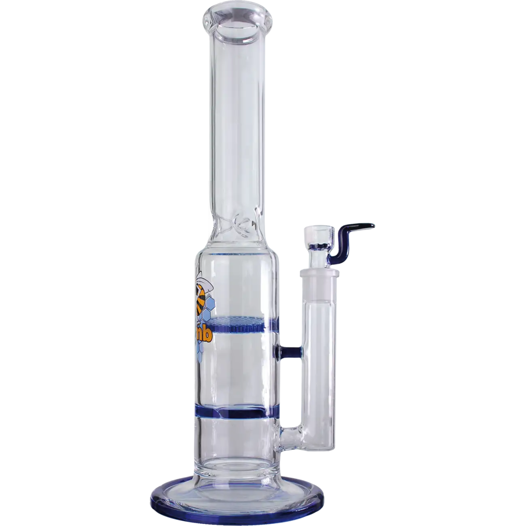Black Leaf Double HoneyComb Glas-Wasserpfeife mit Glassieb im Kopf