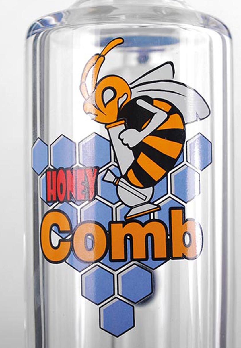 Black Leaf Double HoneyComb Glas-Wasserpfeife mit Glassieb im Kopf