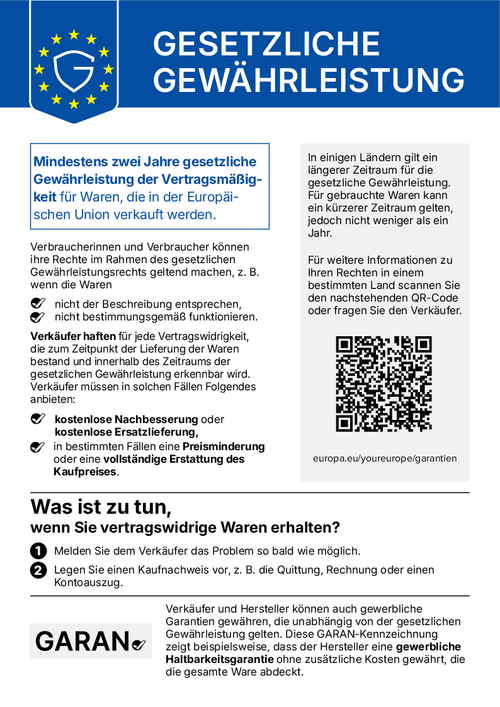 Offizielles EU-Label zur gesetzlichen Gewährleistung