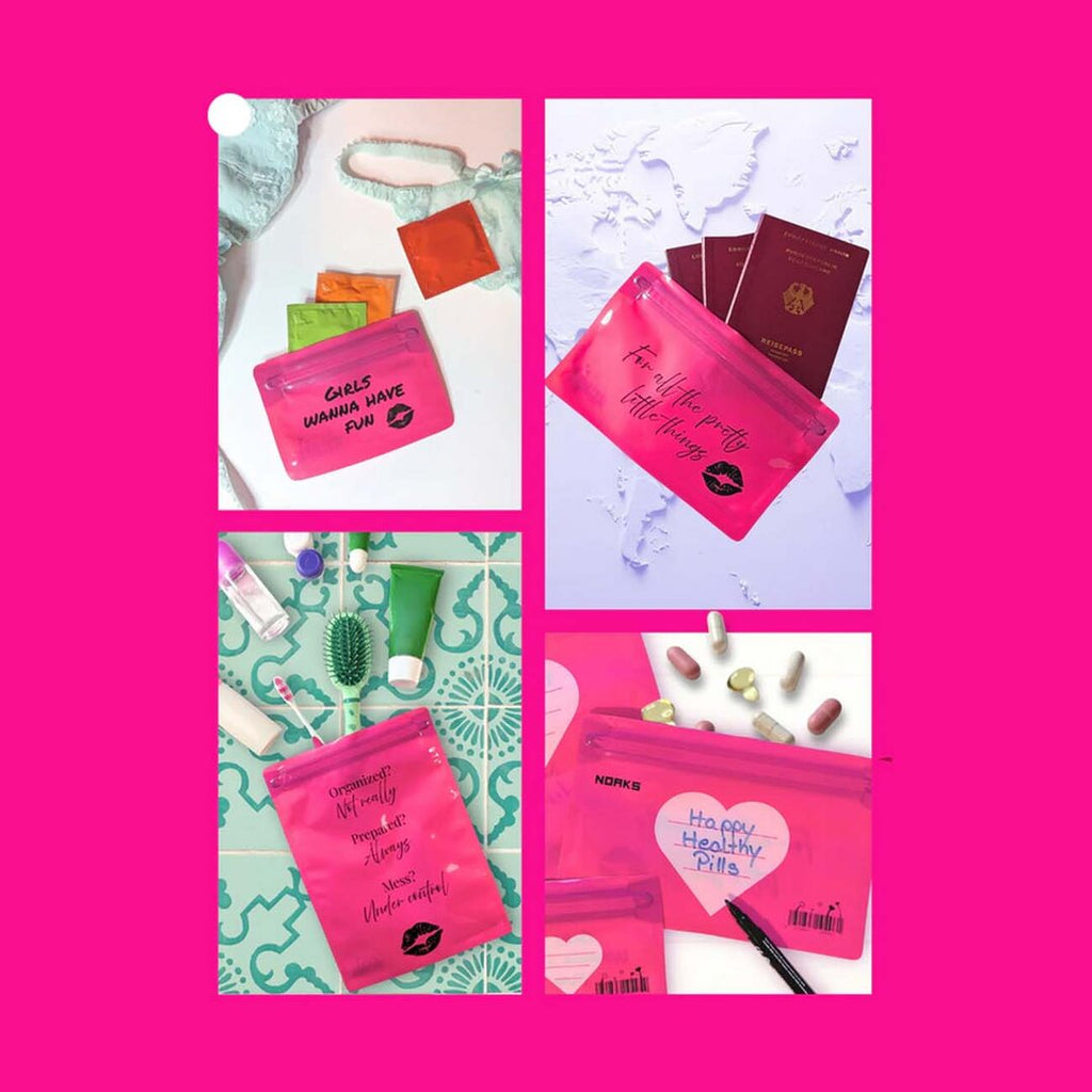 Noaks Bag Zip-Beutel Pink Edition im Smart-Set mit fünf Beuteln