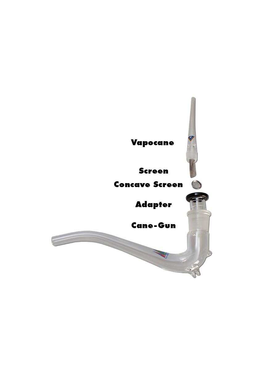 Vapocane Vaporizer-Aufsatz mit Cane-Gun Glaspfeife und Zubehör